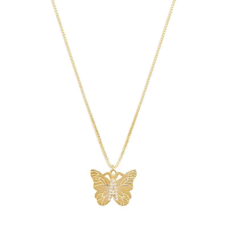 The Butterfly Initial Pendant Necklace | 18KT Gold Vermeil & Sterling Silver Boho Lace Dress