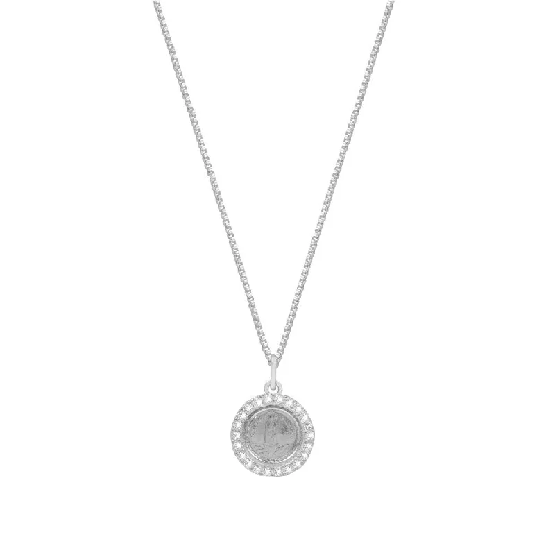 The Fatima Coin Pendant Necklace (Pave') | Gold Vermeil & Sterling Silver Blue Lace Dress