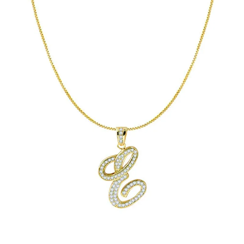 The Iced Out Script Initial Necklace | 18KT Gold Vermeil & Sterling Silver Lace Dress Design