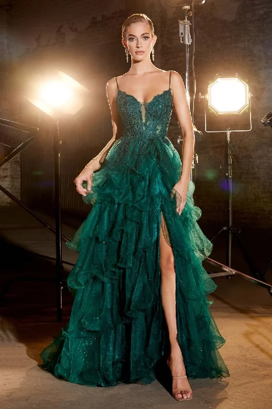 EMERALD LACE DETAIL BALL GOWN Lace Detail Gown