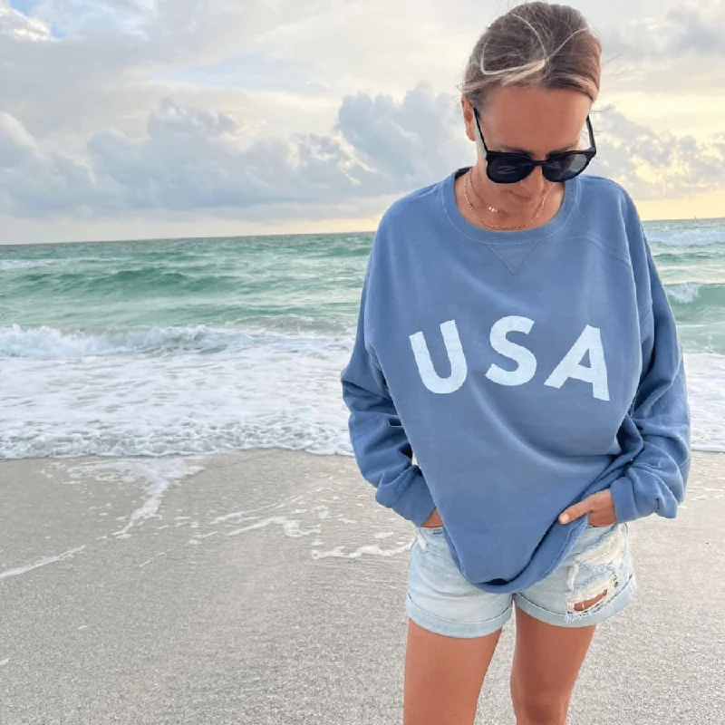 USA Crewneck Colorblock Hoodie Sweatshirt