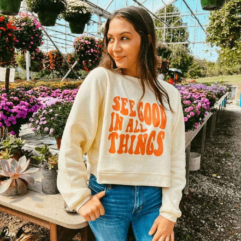 See Good Cropped Sweatshirt Cotton Hoodie Sweatshirt