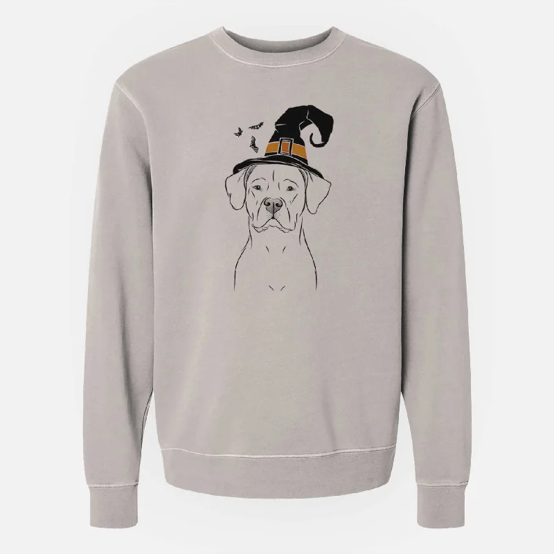 Witch Rufio the Dogo Argentino - Unisex Pigment Dyed Crew Sweatshirt Cozy Women’s Hoodie