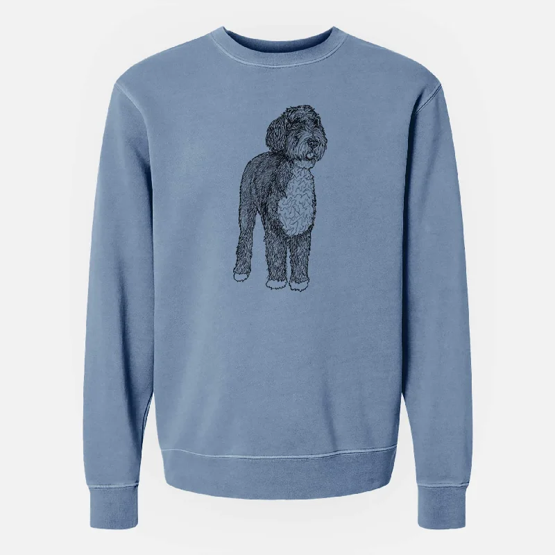 Doodled Finn the Bernedoodle - Unisex Pigment Dyed Crew Sweatshirt Elegant Hoodies & Sweatshirts