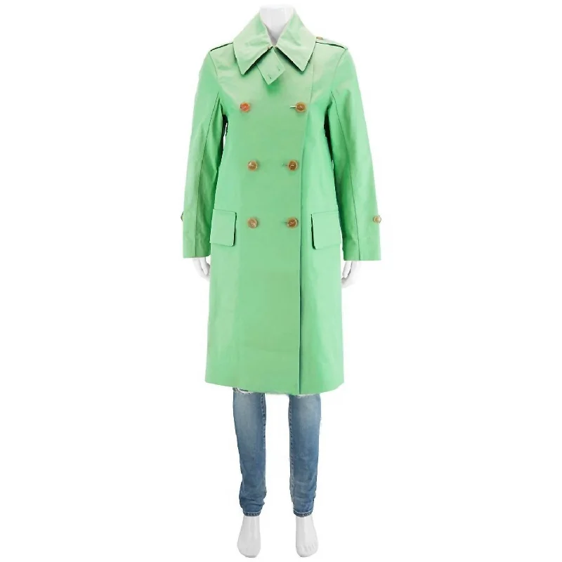 Women's Double Breasted Trench Coat In Bright Pigment Green Women's wedding guest jackets