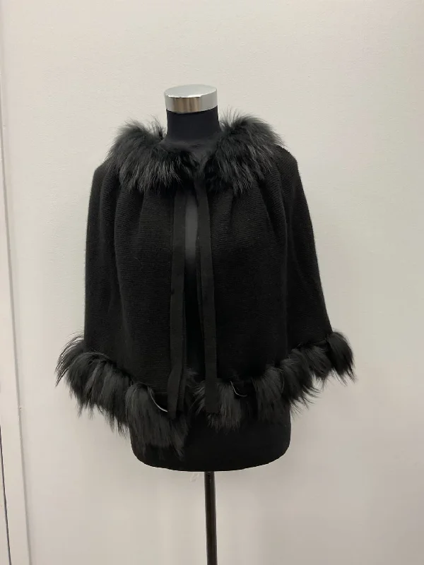 Tied Finnraccoon Cashmere Capelet In Black Women's high-end jackets