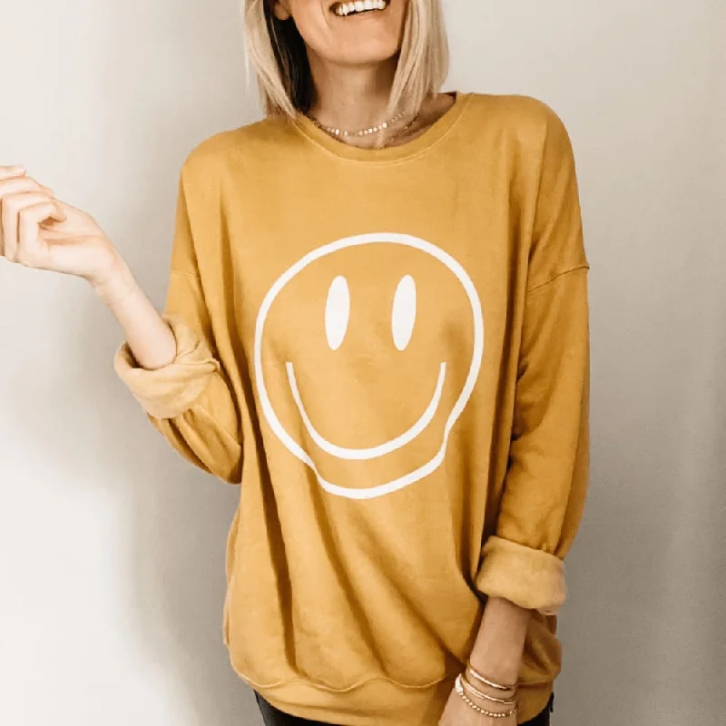 White Smiley Sweatshirt Casual Hoodie Sweatshirt Wear