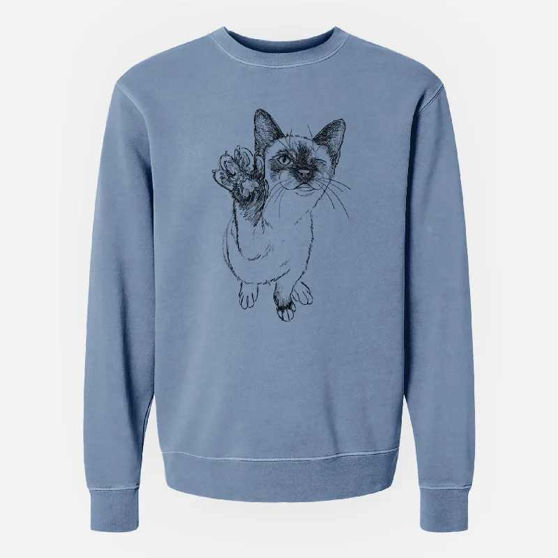 Doodled Hoggle the Siamese Cat - Unisex Pigment Dyed Crew Sweatshirt Casual Hoodie Style