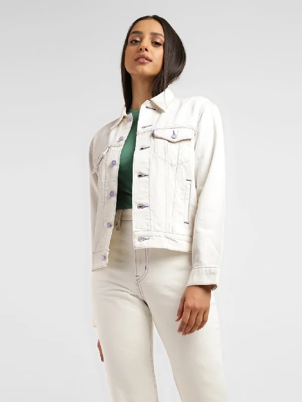 Levi's x Deepika Padukone Solid White Shirt Collar Denim Jacket Women's running jackets