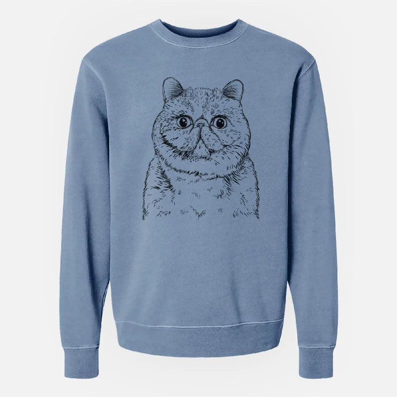 Bare Squish the Exotic Shorthair Cat - Unisex Pigment Dyed Crew Sweatshirt Hoodie Sweatshirt Fashion