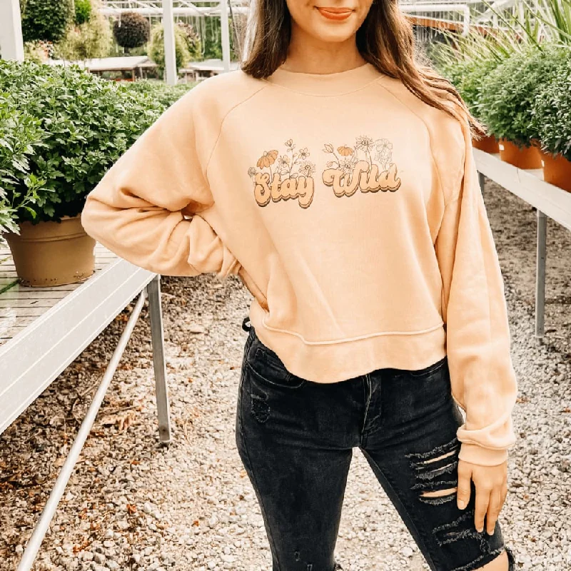 Stay Wild Cropped Sweatshirt Casual Hoodie Sweatshirt Look