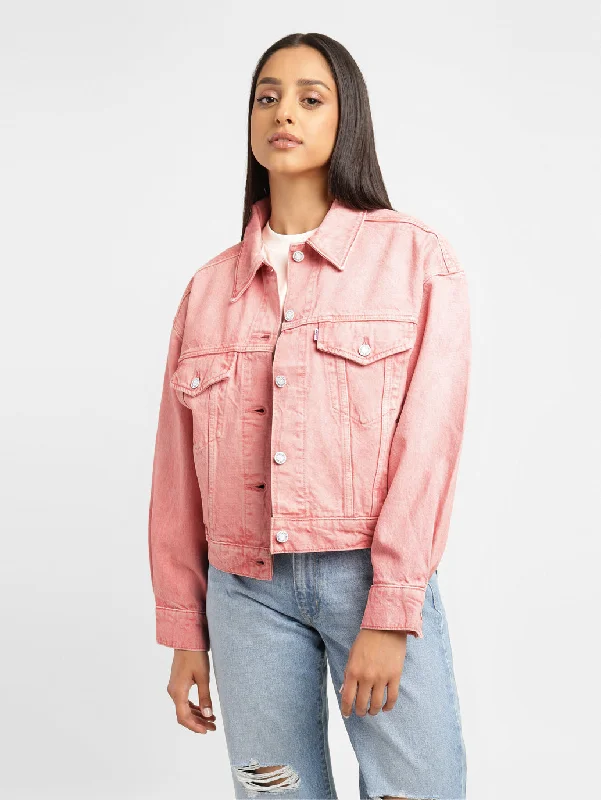 Levi's x Deepika Padukone Solid Peach Spread Collar Denim Jacket Women's commuter jackets