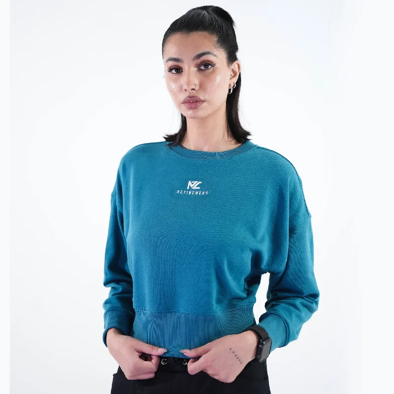 Cozycrest Oversized Sweatshirt Coral blue Zip-up Sweatshirt Look