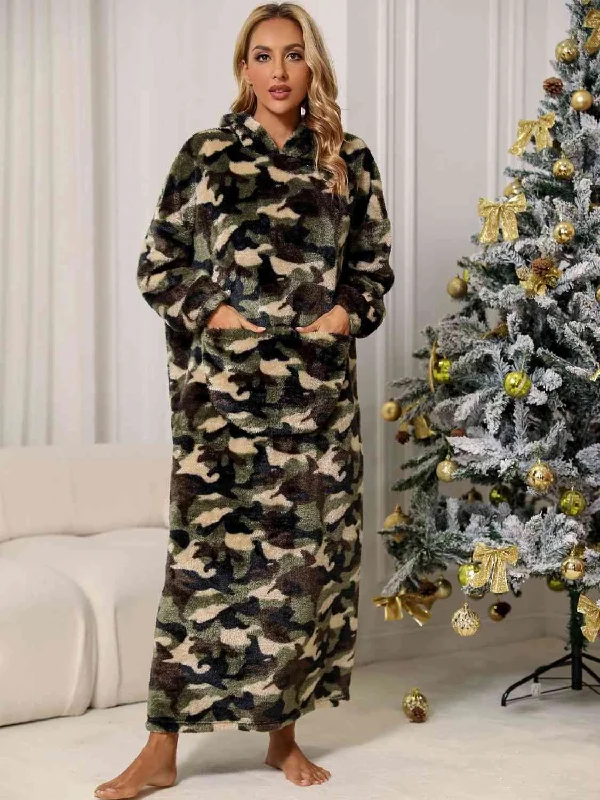 Camouflage Hooded Teddy Pajama Night Dress for Women Camisole pajama sets