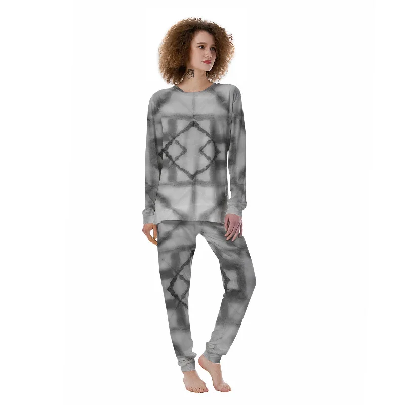 Marble Silver Grey Print Pattern Women's Pajamas Warm pajama sets