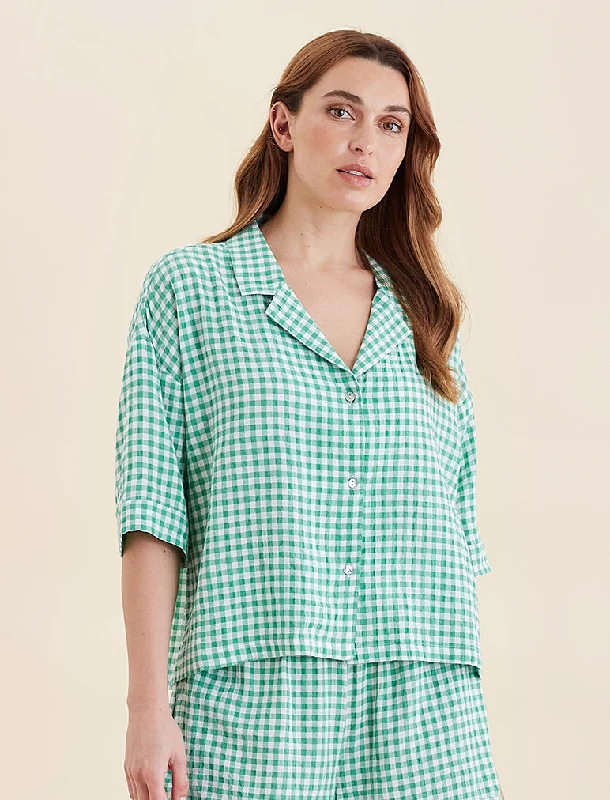 Seersucker Short Sleeve Shirt Breathable pajama sets