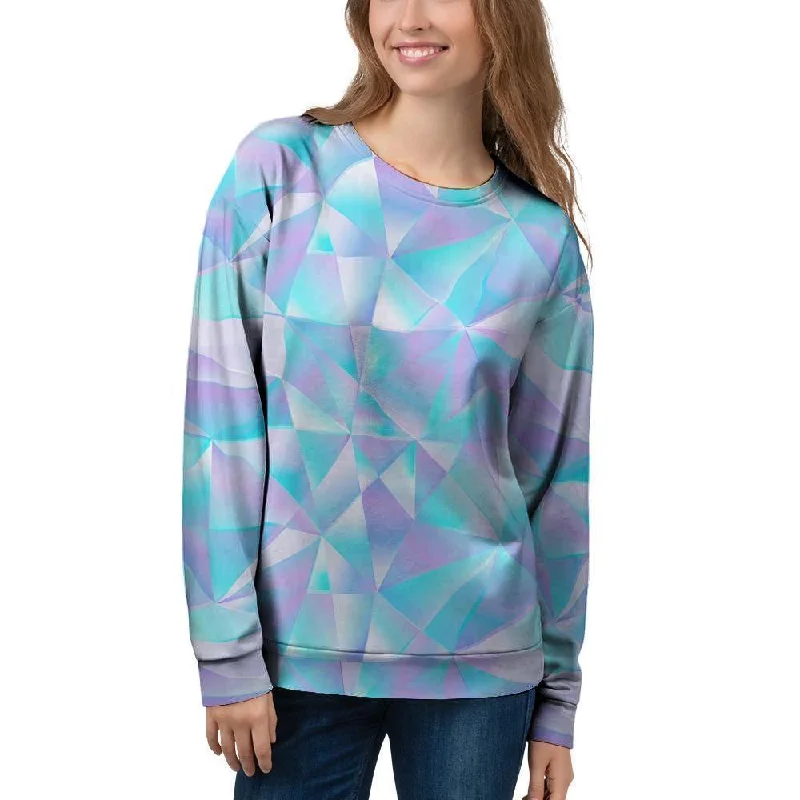 Geometric Holographic Women's Sweatshirt Edgy sweaters