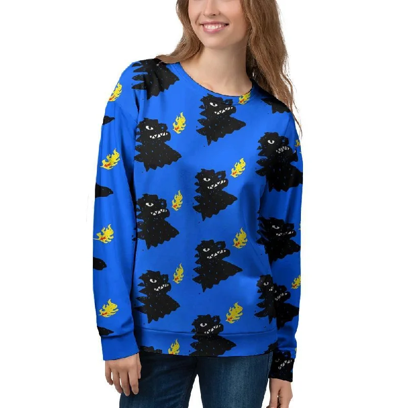 Godzilla Japanese Pattern Print Women's Sweatshirt Office sweaters