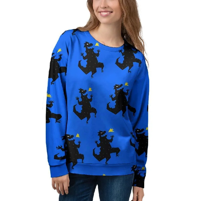 Godzilla Print Women's Sweatshirt Outdoor sweaters