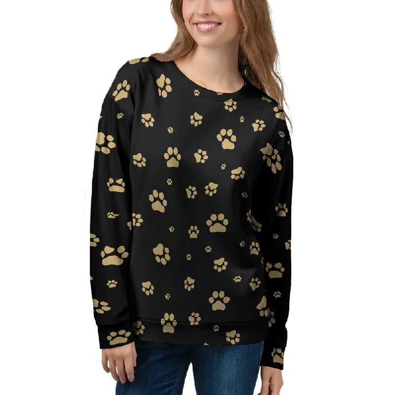 Gold Footprint Paw Women's Sweatshirt Thermal sweaters