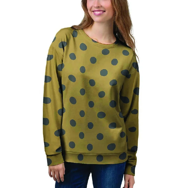 Gold Polka Dot Women's Sweatshirt Turtleneck sweaters