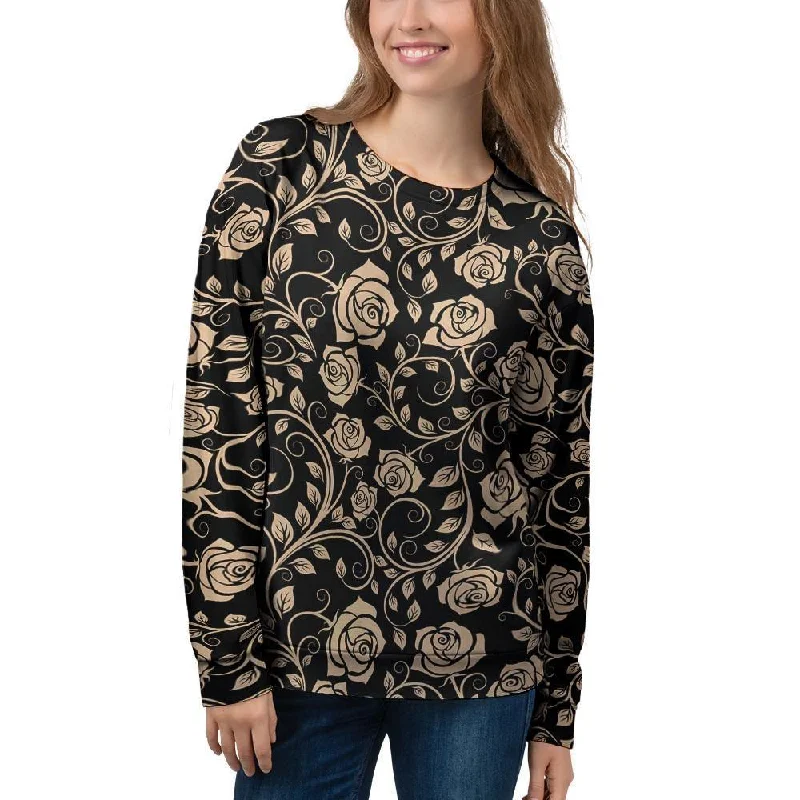 Gold Rose Floral Women's Sweatshirt Kids' sweaters