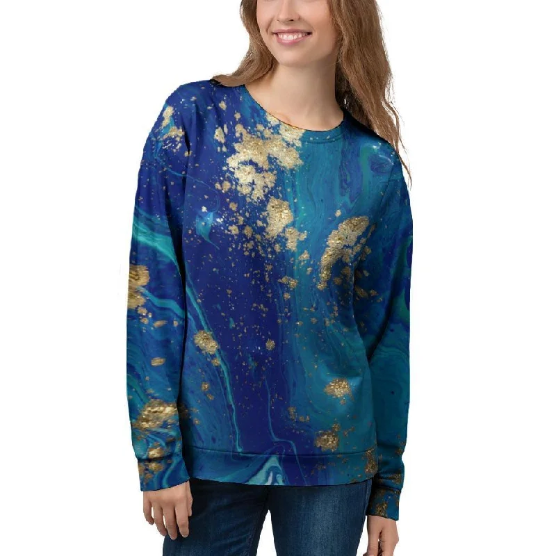 Gold Sapphire Marble Women's Sweatshirt Women's sweaters