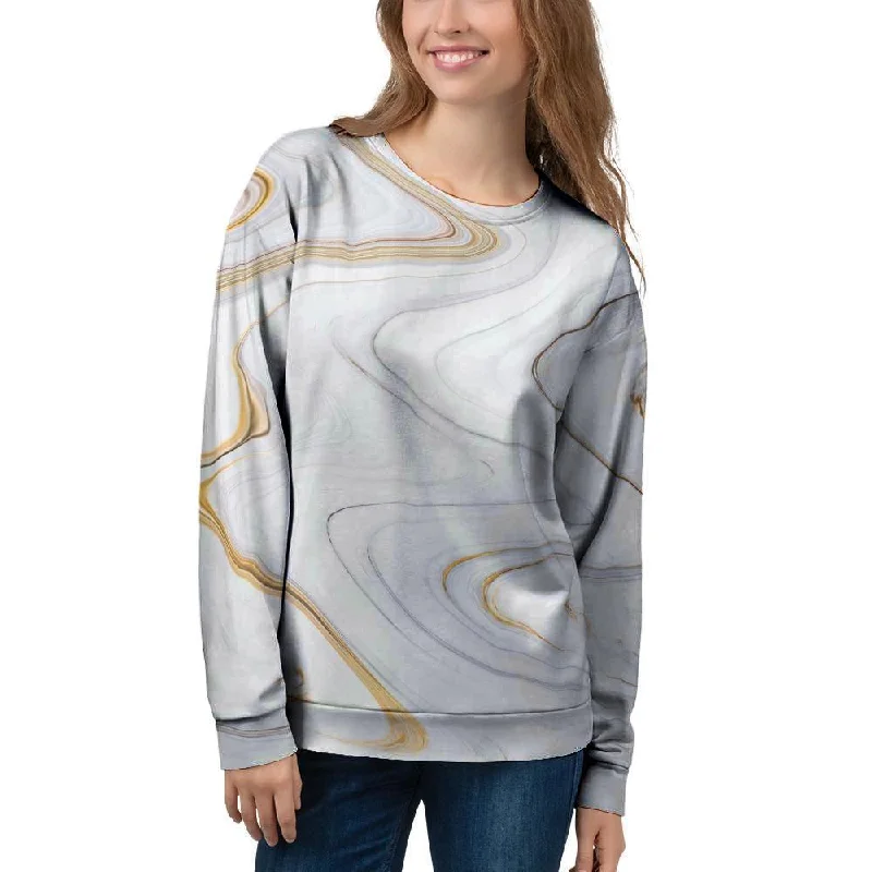 Gold White Marble Women's Sweatshirt Lightweight sweaters for spring