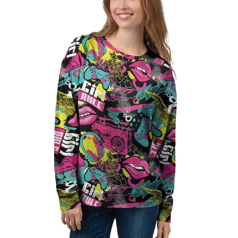 Graffiti Abstract Hiphop Lip Women's Sweatshirt Discounted sweaters