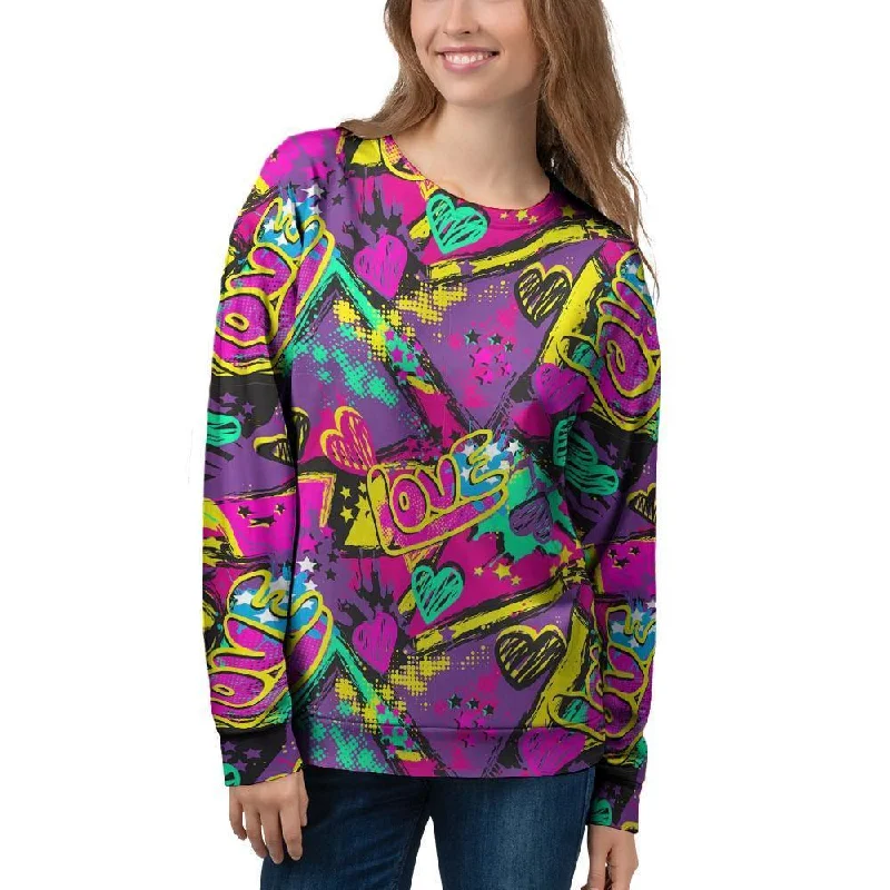 Graffiti Airbrush Love Print Women's Sweatshirt High-end sweaters