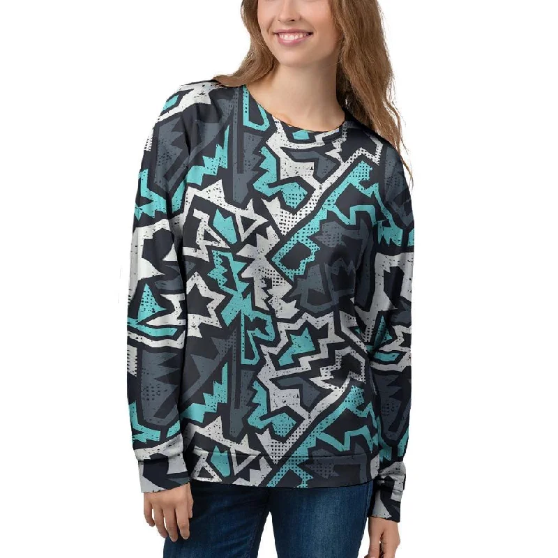 Graffiti Geometric Print Women's Sweatshirt Holiday sweaters