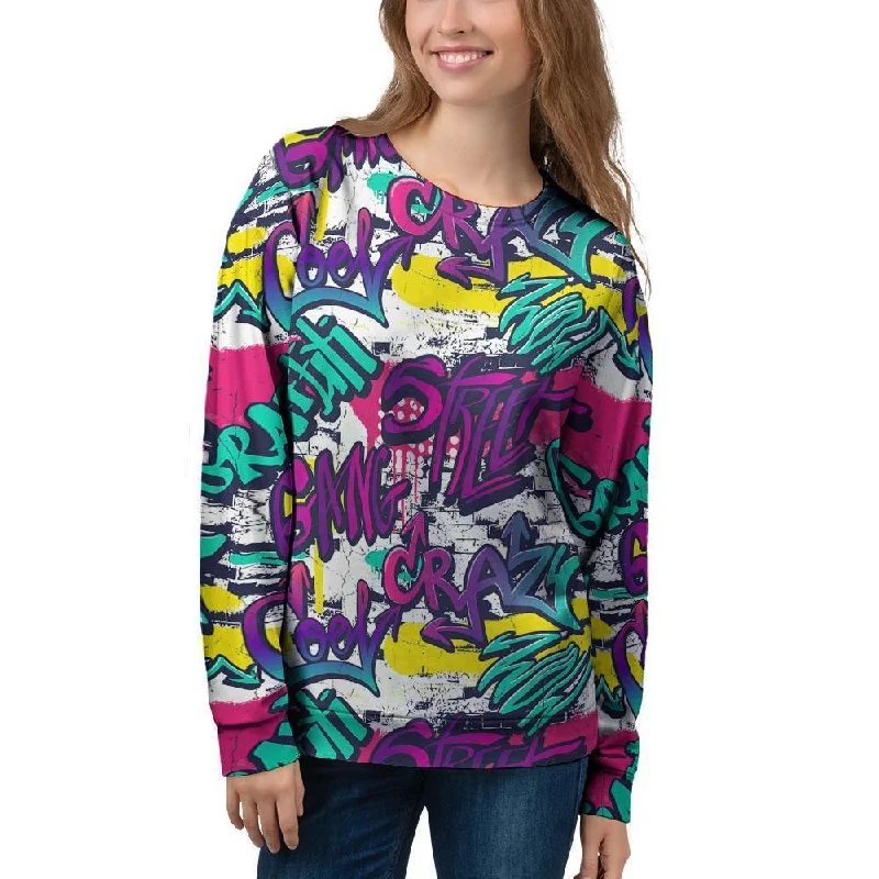 Graffiti Hiphop Print Women's Sweatshirt Work sweaters