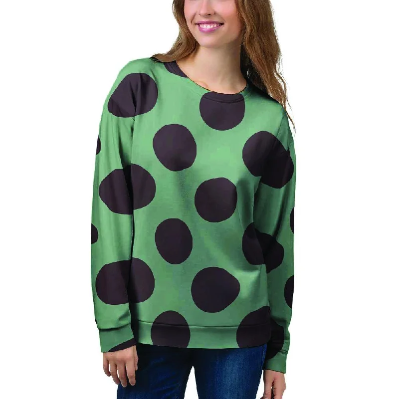 Green And Black Polka Dot Women's Sweatshirt Moisture-wicking sweaters