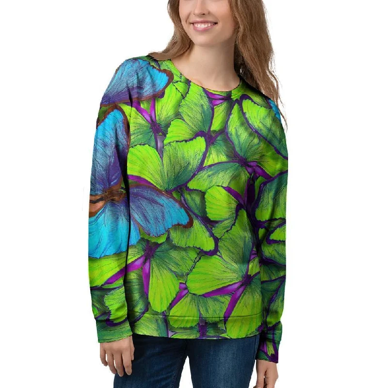 Green And Blue Butterfly Print Women's Sweatshirt H&M sweaters