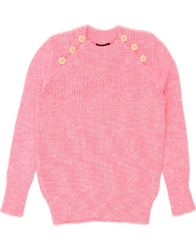 J. CREW Womens Oversized Crew Neck Jumper Sweater UK 2 2XS Pink Flecked Best sweaters for winter