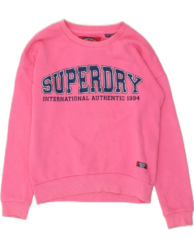 SUPERDRY Womens Oversized Graphic Sweatshirt Jumper UK 8 Small Pink Men's sweaters