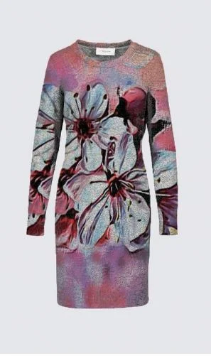 Floral Embosses: Pictorial Cherry Blossoms 01-01 Designer Sophia Dress Best mini dresses for hourglass body shape