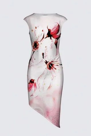 Floral Embosses: Pictorial Cherry Blossoms 01-02 Designer Felicia Dress Trendy mini dresses under $50