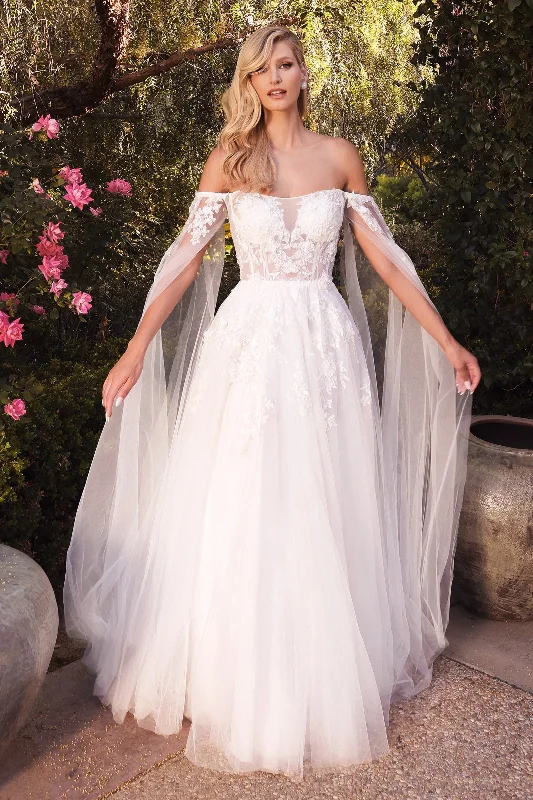 Cinderella Divine A1080W: Captivating Off-Shoulder Wedding Gown for Enchanting Brides Full Skirt Gown