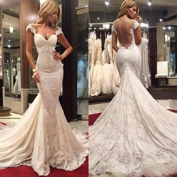 Delicate Mermaid Lace Appliques Wedding Dress With Court Train-710877 Classic Bridal Dress