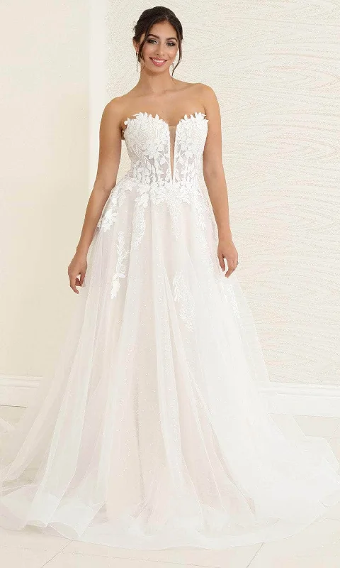 May Queen RQ8131 - Applique Sweetheart Bridal Gown Silk Wedding Gown