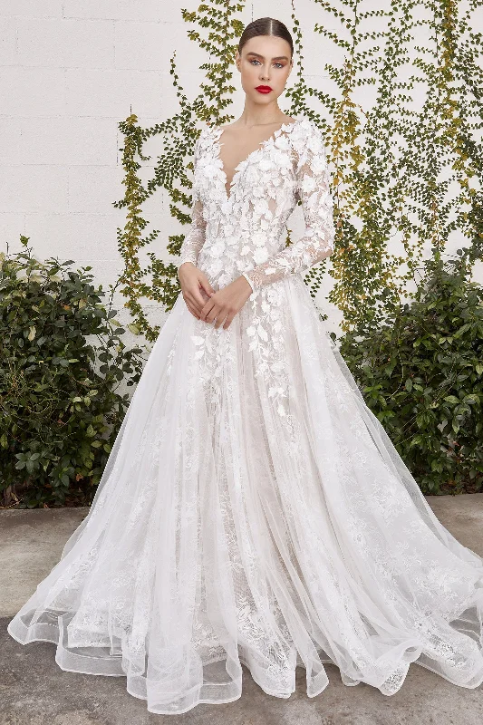 **Yvaine Gowns: Enchanting Floral Masterpiece for the Modern Bride** Long Sleeve Gown