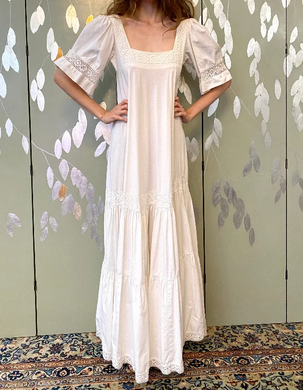 Vintage 1970s White Cotton Crochet Laura Ashley Maxi Dress, XS Best maxi dresses for date night