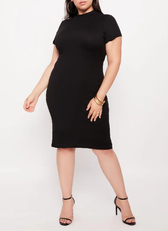 Plus Size Midi T Shirt Dress Long sleeve midi dresses