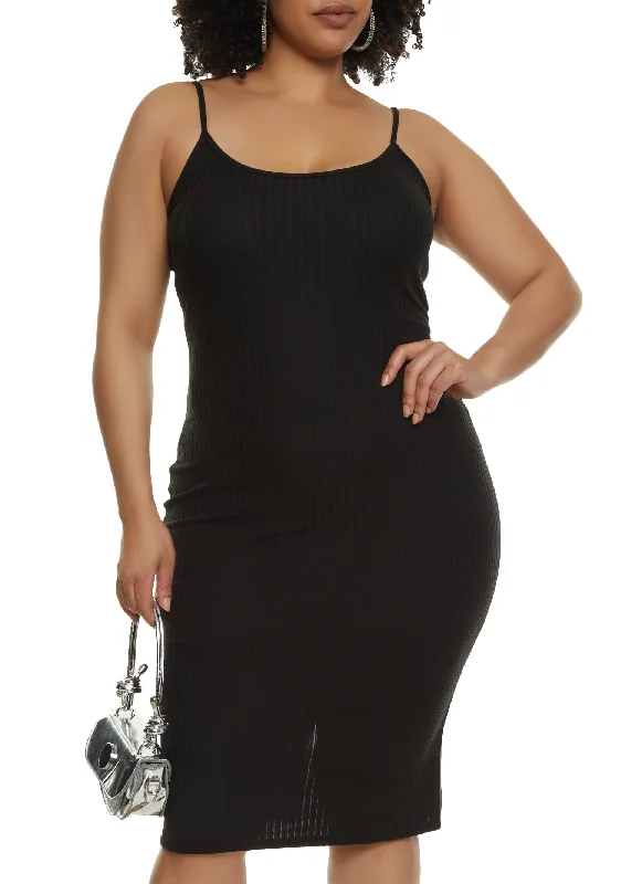 Plus Size Scoop Neck Cami Midi Dress Office midi dresses