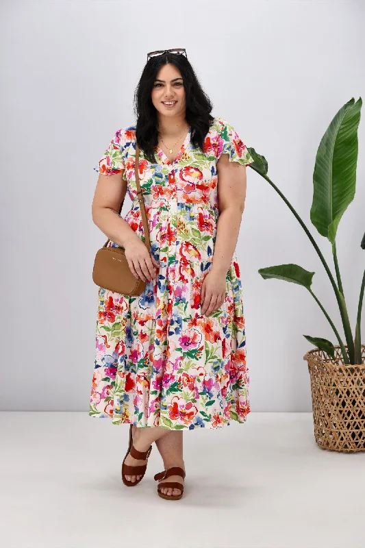 Boho Australia Camellia Joy Midi Dress Multi Vacation midi dresses