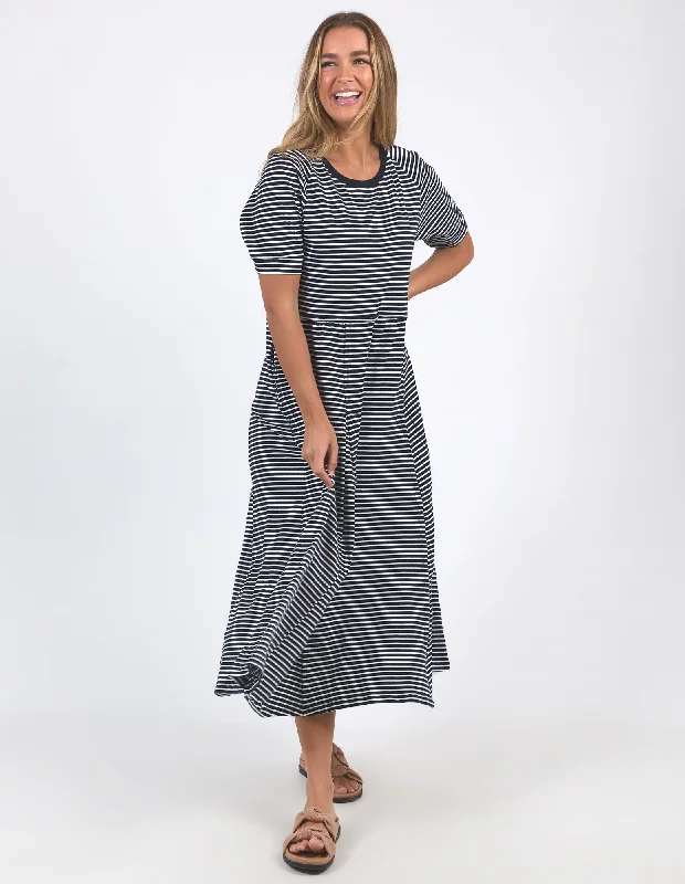 Elm York Midi Dress Stripe Navy/White Stripe Boho midi dresses