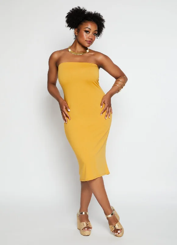 Plus Size Basic Midi Tube Dress Wrap midi dresses