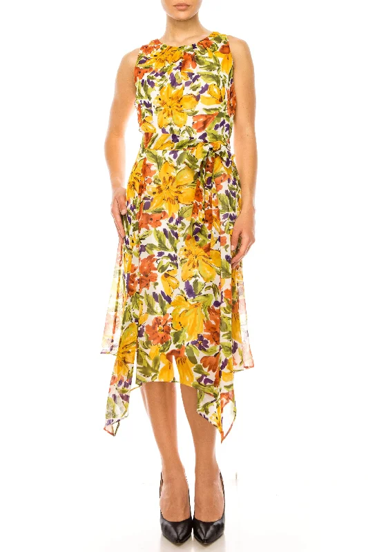 ILE Clothing CHP350 - Floral Handkerchief Hem Dress Revolve floral dresses