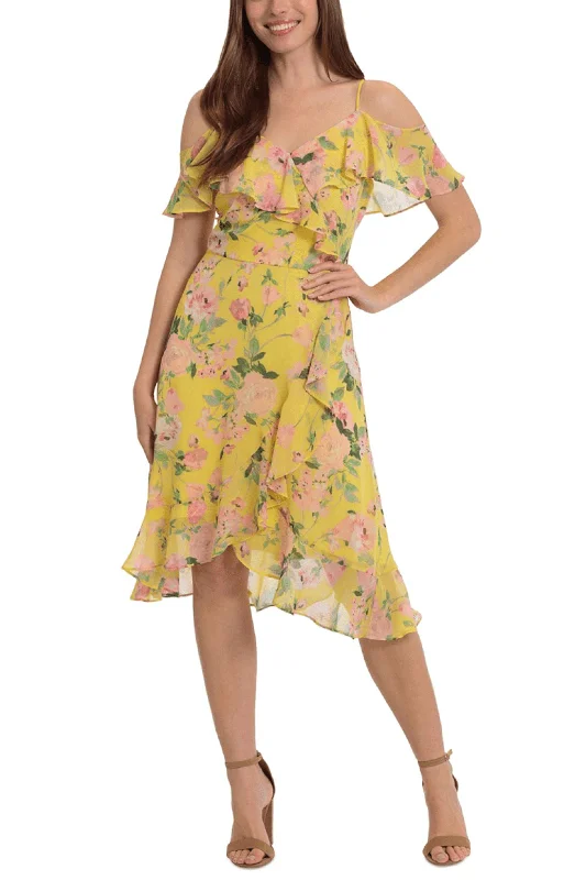 London Times T6748M - Floral Printed A-Line Dress Preppy floral dresses